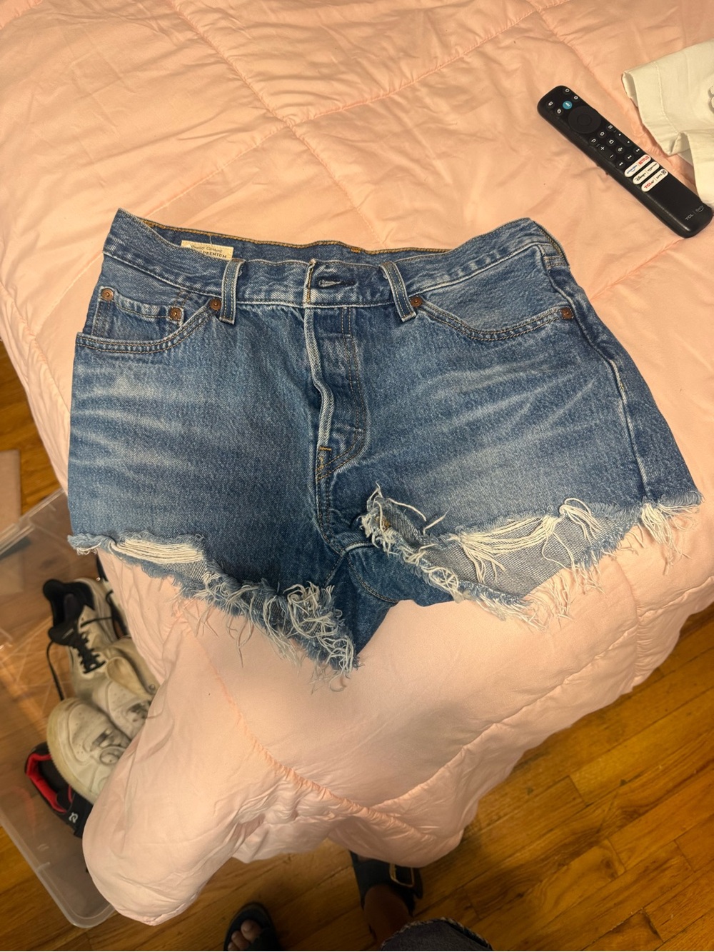 Levi's Distressed Cutoff Denim Shorts - Blue